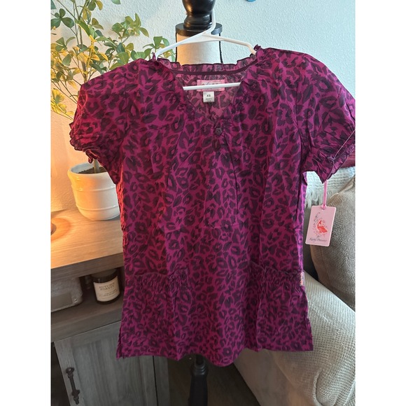 Koi By Kathy Peterson Other - Koi by Kathy Peterson Purple Leopard Print Scrub Top XS NWT Cotton